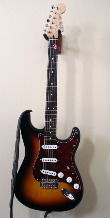 fender stratocaster sunburst black pickguard. Black.. Also A good choice.