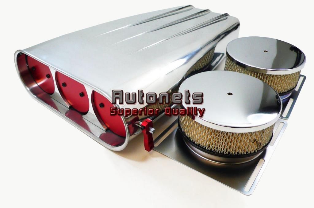 Polished Aluminum Single/Dual 4BBL Butterfly Hood Intake Scoop Street