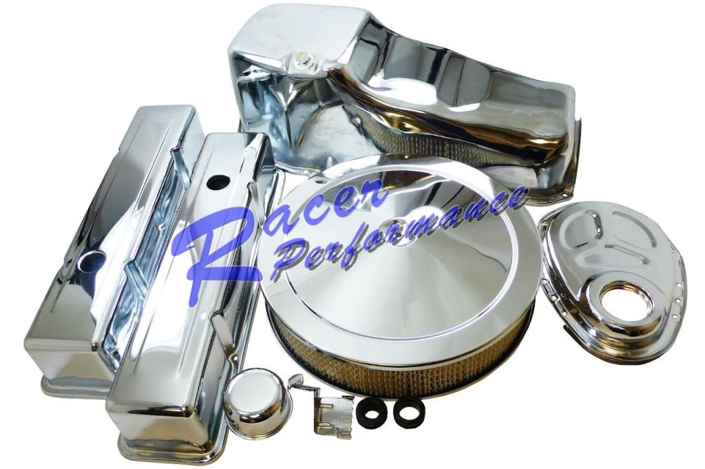 Deluxe Chrome SB Chevy Engine Dress Up Kit Tall Style Covers 283 327