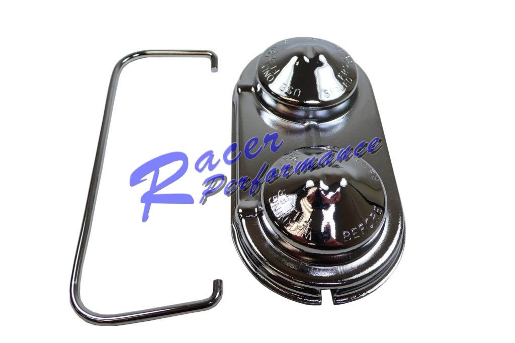 Chrome Master Cylinder Cover with Bail 1967 80 Chevy 2 3/8" x 5" Hot