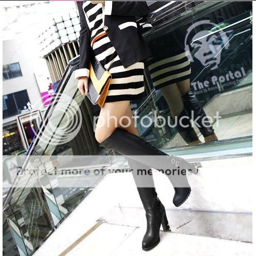 Fashion New Winter Warm Knee High Boots Zip Up Med Heel Shoes Lady US Sizes H073